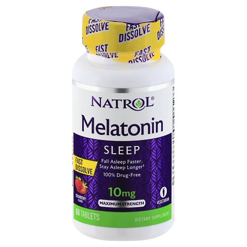 Image for Natrol Melatonin, Sleep, Maximum Strength, 10 mg, Tablets, Strawberry,60ea from EAST BERLIN PHARMACY