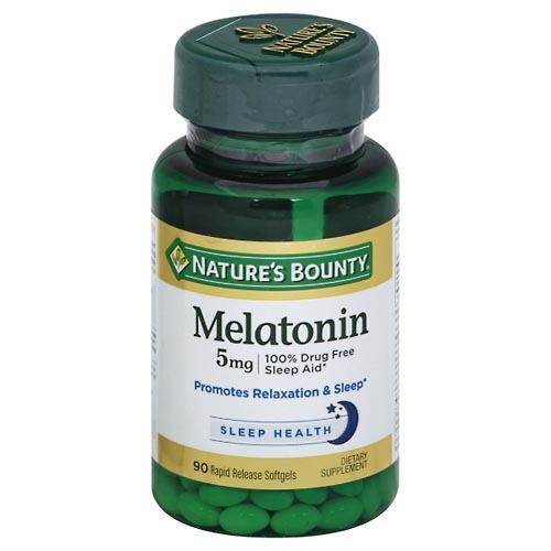 Image for Natures Bounty Melatonin, 5 mg, Rapid Release Softgels,90ea from EAST BERLIN PHARMACY