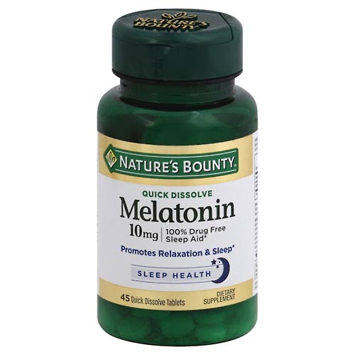 Image for Natures Bounty Melatonin, Quick Dissolve, 10 mg, Quick Dissolve Tablets, Natural Cherry Flavor,45ea from EAST BERLIN PHARMACY