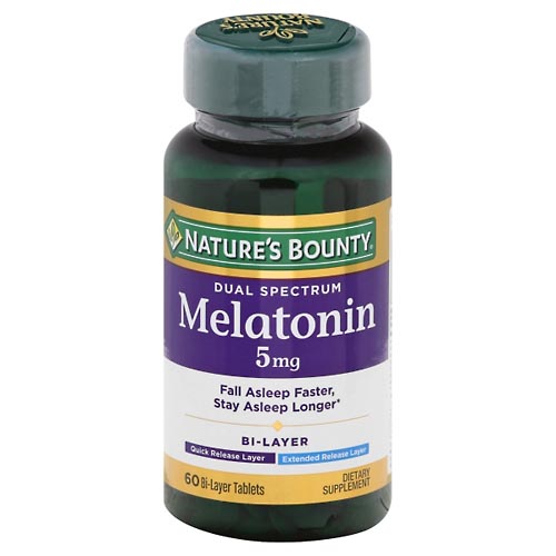 Image for Natures Bounty Melatonin, Dual Spectrum, 5 mg, Bi-Layer Tablets,60ea from EAST BERLIN PHARMACY