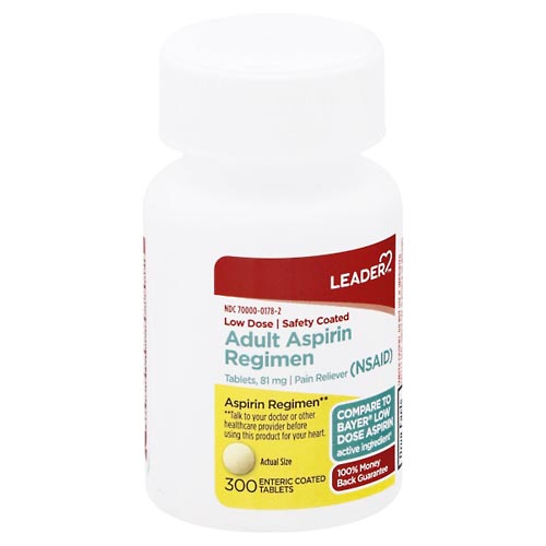 Image for Leader Aspirin Regimen, 81 mg, Enteric Coated Tablets, Adult,300ea from EAST BERLIN PHARMACY