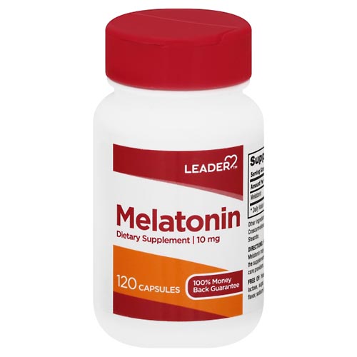 Image for Leader Melatonin, 10 mg, Capsules,120ea from EAST BERLIN PHARMACY