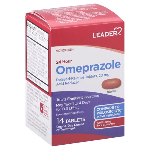 Image for Leader Omeprazole, 24 Hour, 20 mg, Delayed-Release Tablets,14ea from EAST BERLIN PHARMACY