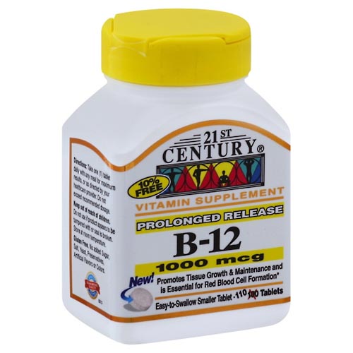 Image for 21st Century Vitamin B-12, Prolonged Release, 1000 mcg, Tablets,110ea from EAST BERLIN PHARMACY